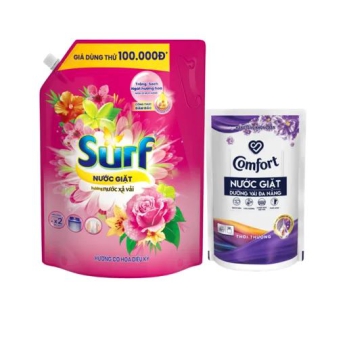 SURF nước giặt hương cỏ hoa diệu kỳ túi 2.9kg tặng kèm gói nước giặt Comfort 350g