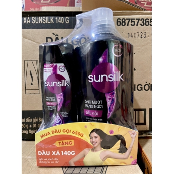 Dầu gội SUNSILK Óng mượt rạng ngời chai 650g tặng kèm chai Sunsilk xả 140g