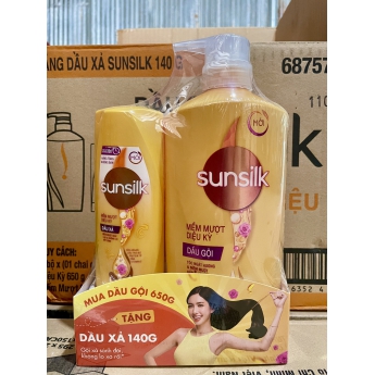 Dầu gội SUNSILK Mềm mượt diệu kỳ chai 650g tặng kèm chai Sunsilk xả 140g