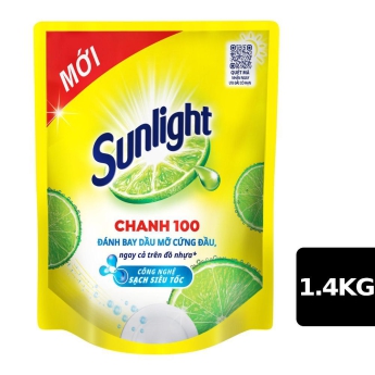 Nước rửa chén SUNLIGHT Chanh 100 túi 1.4kg