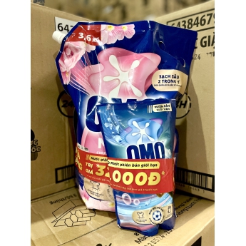 Nước giặt OMO Matic chuyên gia cửa trước ngăn ngừa mùi ẩm mốc 3.6kg tặng túi nước giặt 412g