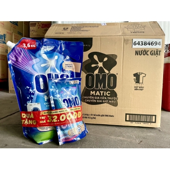 Nước giặt OMO Matic chuyên gia cửa trước Giữ màu Bền đẹp 3.6kg tặng túi nước giặt 412g