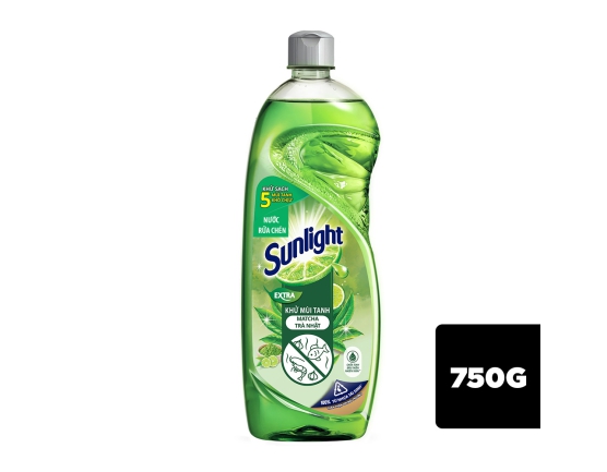 Nước rửa chén SUNLIGHT khử mùi tanh Matcha- Trà Nhật chai 750g