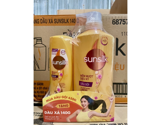 Dầu gội SUNSILK Mềm mượt diệu kỳ chai 650g tặng kèm chai Sunsilk xả 140g