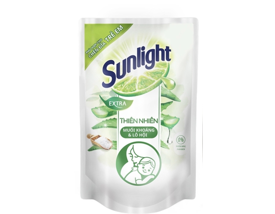 Nước rửa chén SUNLIGHT Thiên Nhiên túi 750g (Muối khoáng - Lô hội)