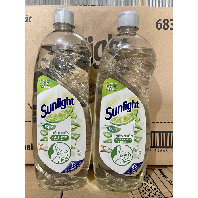 Nước rửa chén SUNLIGHT Thiên Nhiên chai 750g (Muối khoáng - Lô hội)
